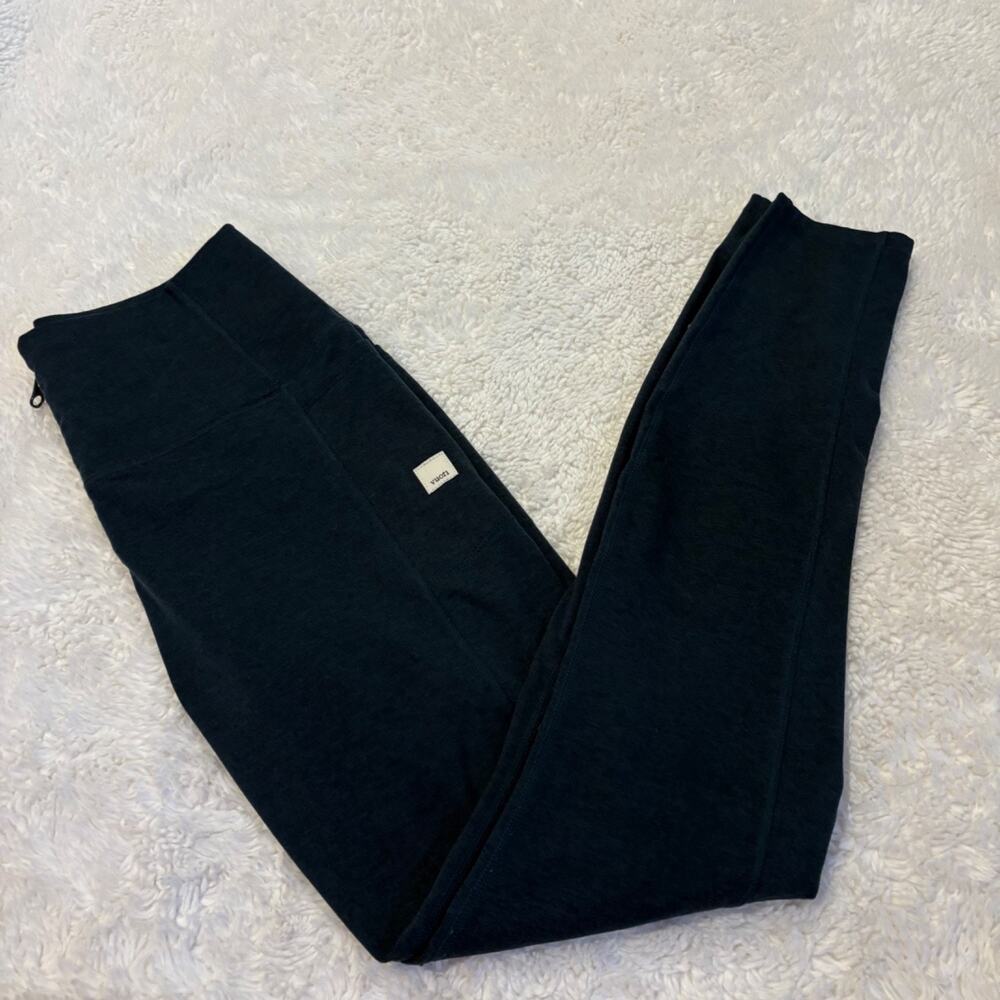Vuori Womens Zip Front Leggings Dark Gray M Sports Yoga Preppy Athleisure Casual